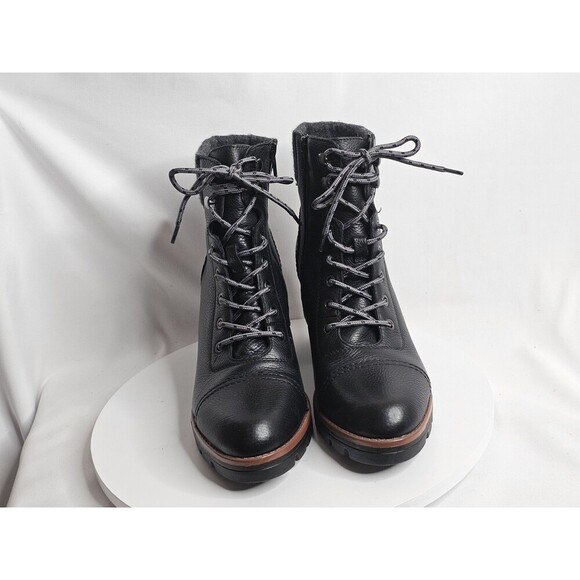 Naturalizer Varuna Black Leather Combat Lace Up Chunky Ankle Boots Women Sz 8.5 - Picture 3 of 8